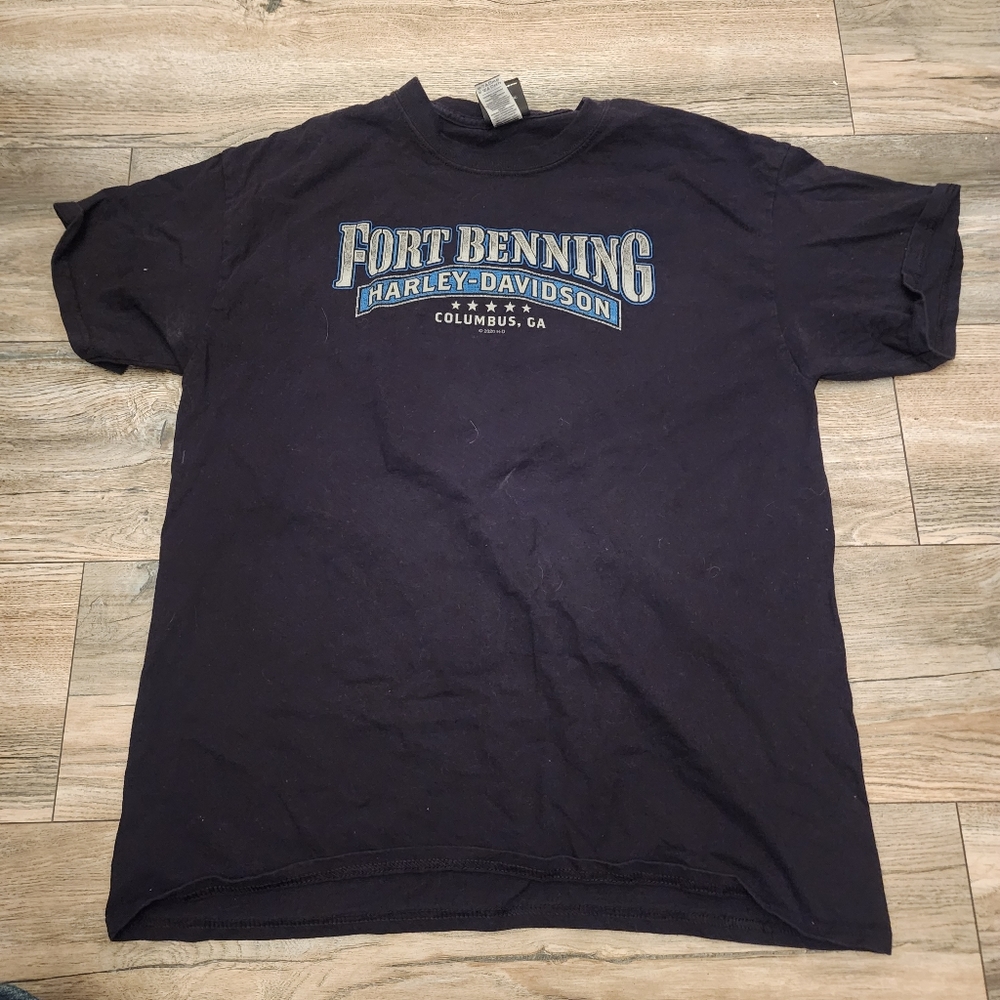 Fort Benning Harley Davidson Short Sleeve Tee Size Large Columbus Georgia